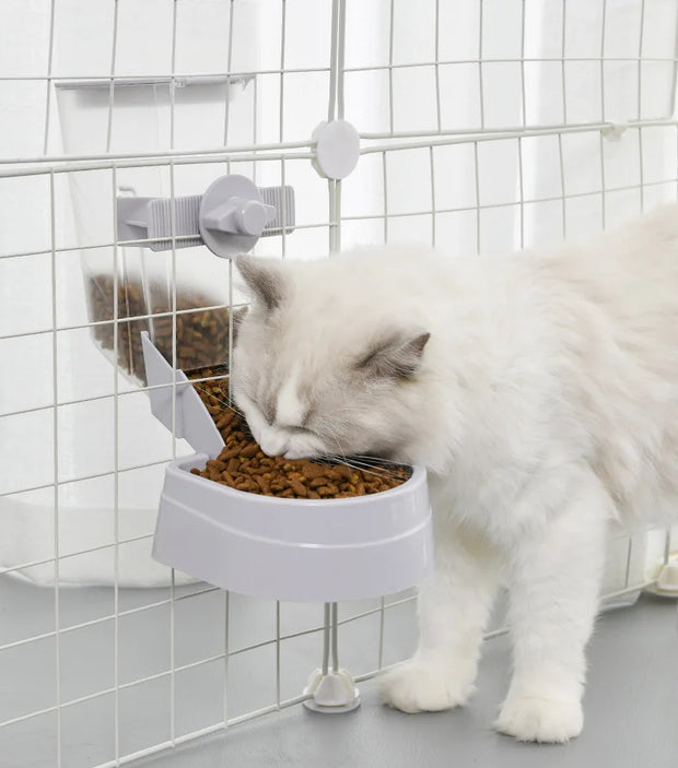 Cage Hanging Bowl Water Bottle Food Dispenser