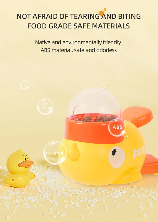 "Hands-On Duck Pet Toy Feeder
