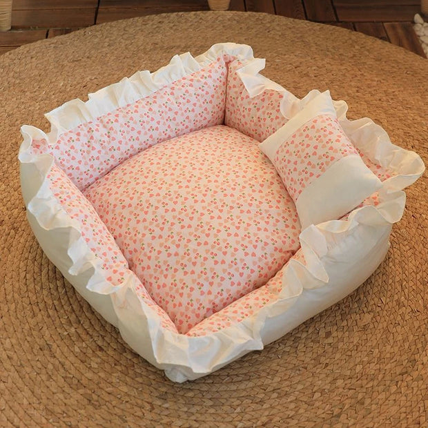 Cute Puppy Square Sleeping Cushion Bed  & Pillow