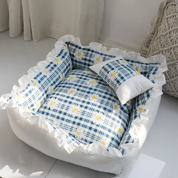 Cute Puppy Square Sleeping Cushion Bed  & Pillow