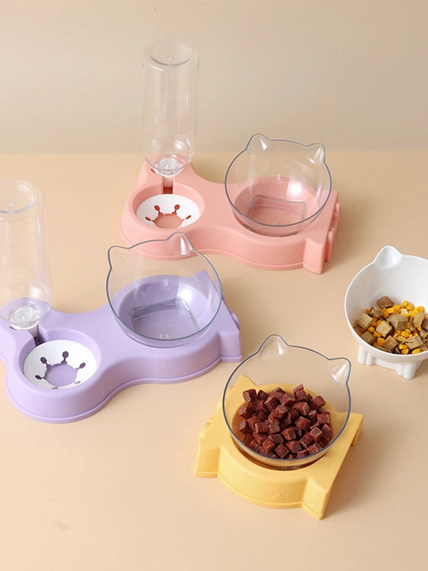 Pet dog and cat food bowl automatic feeder