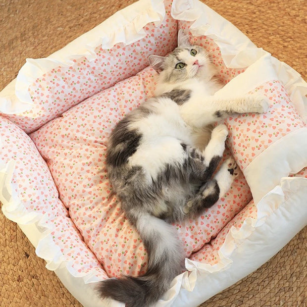 Cute Puppy Square Sleeping Cushion Bed  & Pillow