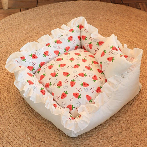 Cute Puppy Square Sleeping Cushion Bed  & Pillow