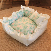 Cute Puppy Square Sleeping Cushion Bed  & Pillow
