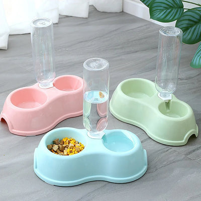 Double Dish Bowls for Cats Dogs Pet