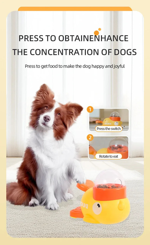 "Hands-On Duck Pet Toy Feeder