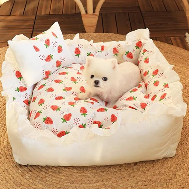 Cute Puppy Square Sleeping Cushion Bed  & Pillow