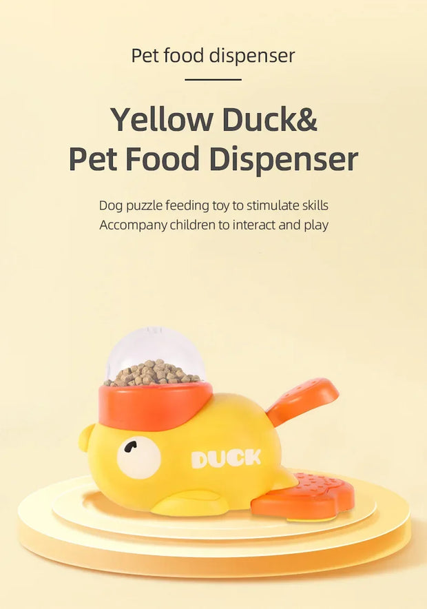 "Hands-On Duck Pet Toy Feeder