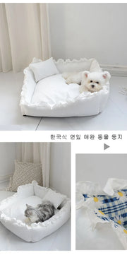 Cute Puppy Square Sleeping Cushion Bed  & Pillow
