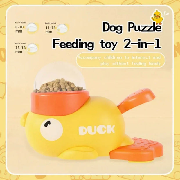 "Hands-On Duck Pet Toy Feeder