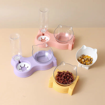 Pet dog and cat food bowl automatic feeder