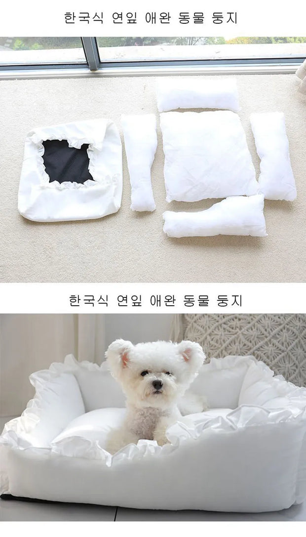 Cute Puppy Square Sleeping Cushion Bed  & Pillow