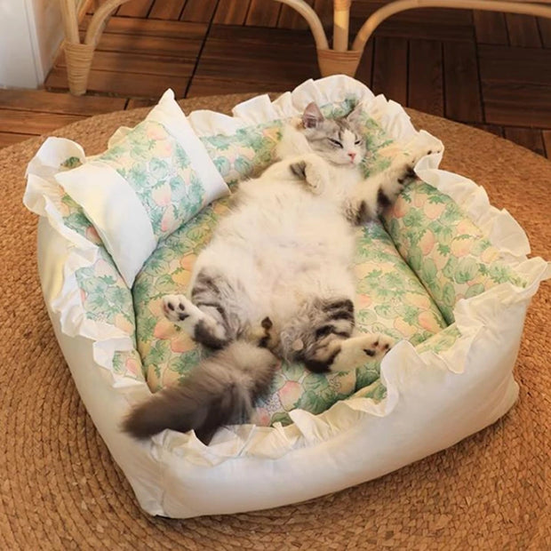 Cute Puppy Square Sleeping Cushion Bed  & Pillow