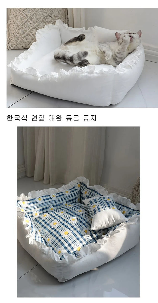 Cute Puppy Square Sleeping Cushion Bed  & Pillow