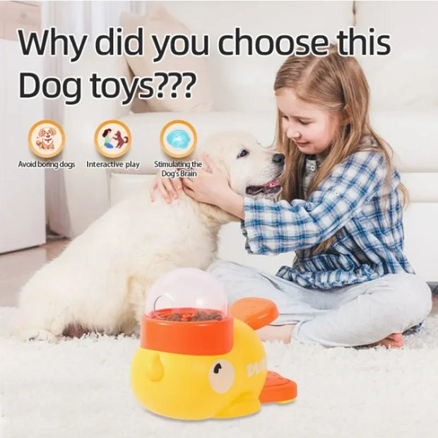 "Hands-On Duck Pet Toy Feeder