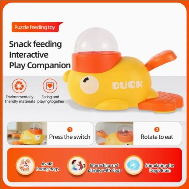 "Hands-On Duck Pet Toy Feeder