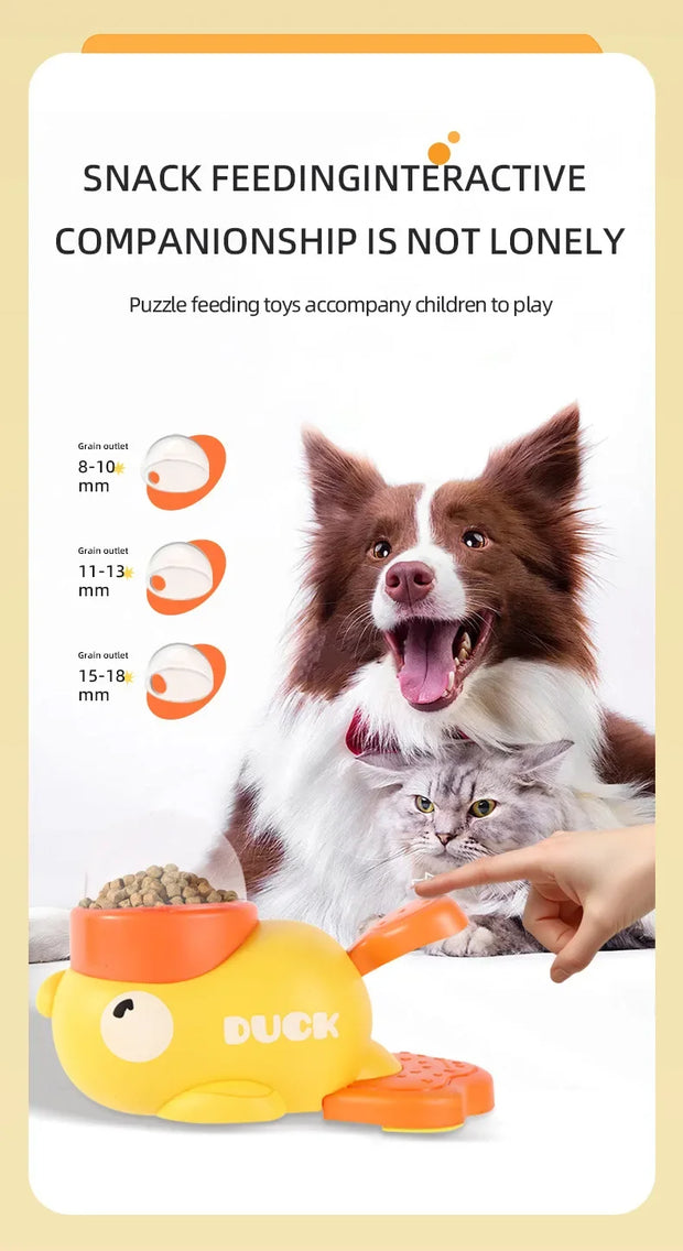 "Hands-On Duck Pet Toy Feeder